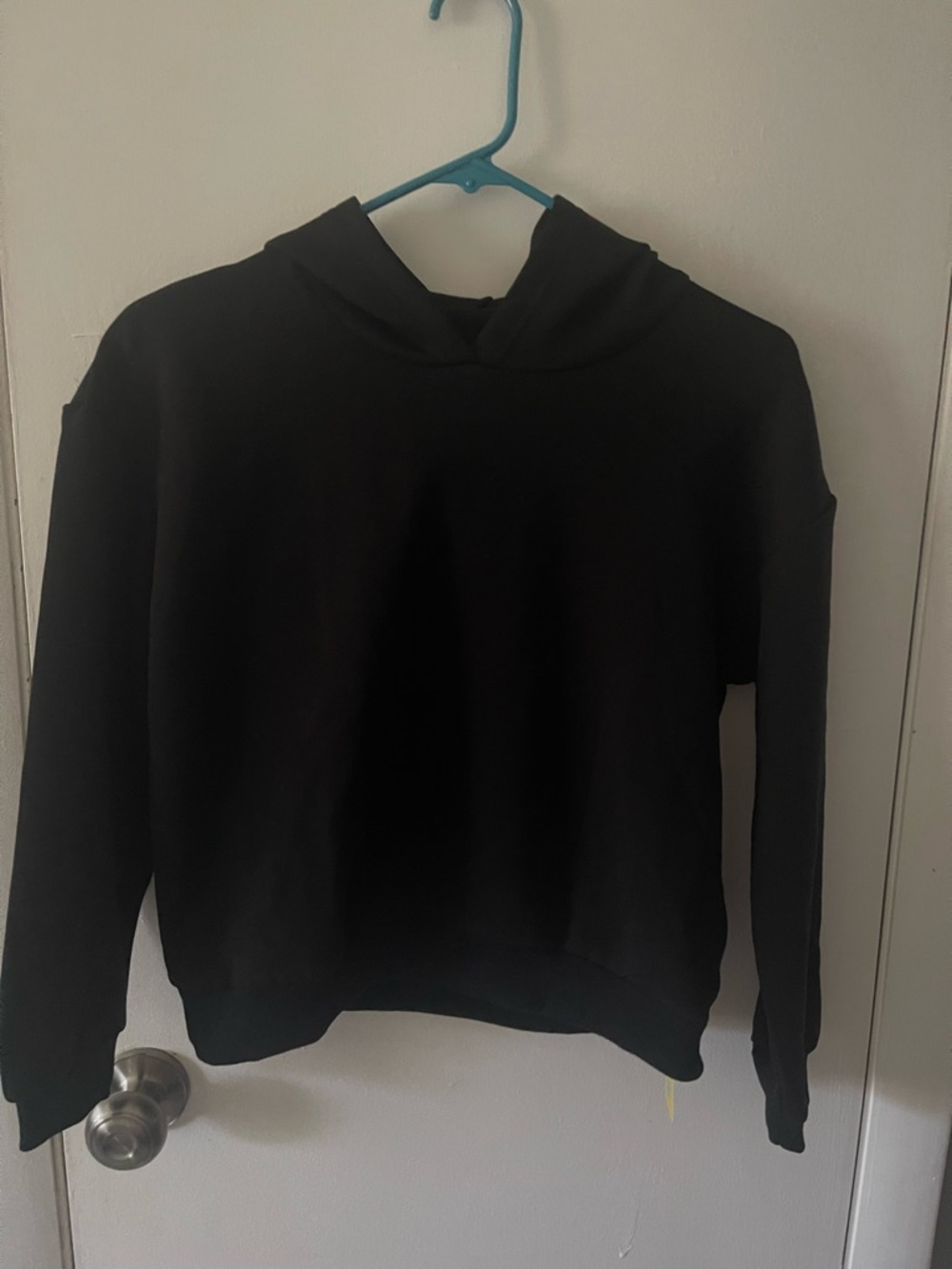 Black Hooded Sweater - with leopard bow in the back - GIRLS 11/12 y/o
